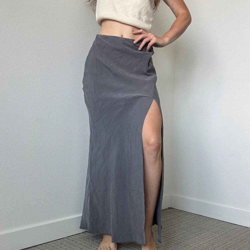 Topshop gray ruched maxi skirt